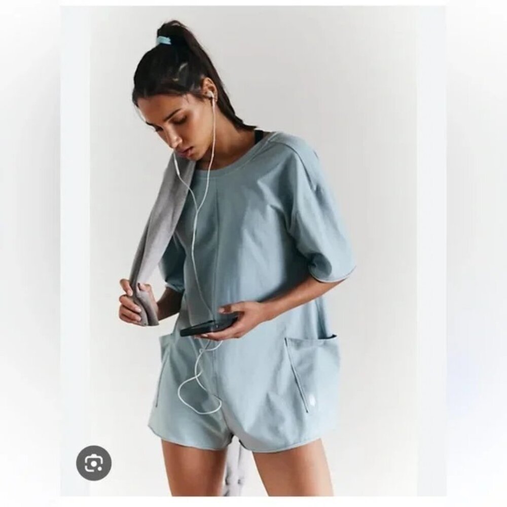 NWT Free People Hot Shot Tee Romper Eucalyptus size- MEDIUM - Picture 3 of 5